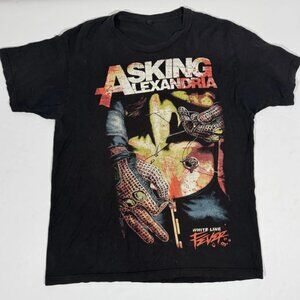 Asking Alexandria T-Shirt | White Line Fever Graphic Tee | Metalcore Band Shirt